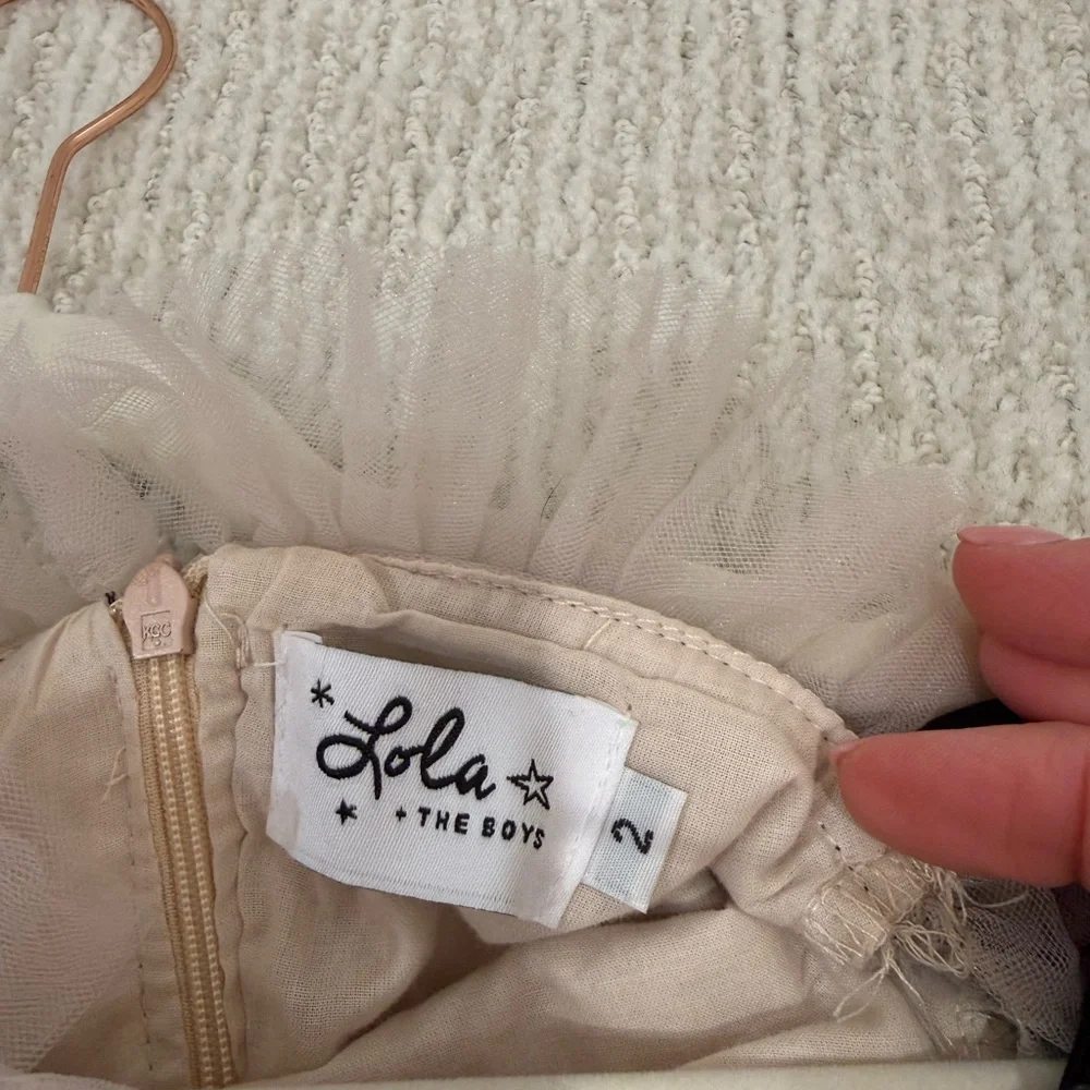 Lola and the Boys Elegant Cream Tulle Dress with Butterfly Accents - Picture 5 of 5